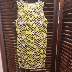 Gianni Bini Yellow and Black Chevron Mini Dress